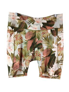Old Navy Active Womens Powersoft XXL Tropical Print Bike Shorts Wicking Floral